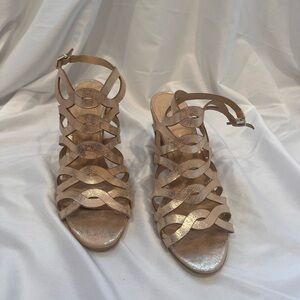 Gold/silver stripy heels, size 9